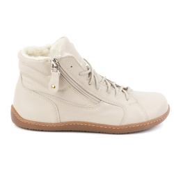 Dámské minimalistické zimní kožené boty barefoot 1261 beige