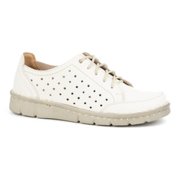 Dámské ažurové kožené polobotky 403/19 ecru