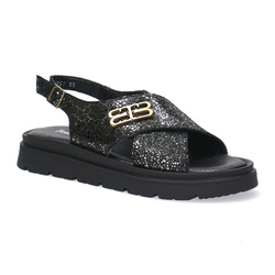 Dámské kožené sandály Pollonus 5-1757-003 Black