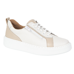 Wasak 0745W dámské kožené polobotky bílé s béžovými vložkami