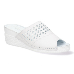 Pollonus dámské kožené prolamované žabky white+perforation5-1400-005