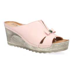 Dámské kožené žabky na platformě Pollonus pink samuel/grey 5-1074-029'2