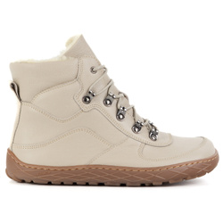 Dámské minimalistické zimní kožené boty barefoot 1292 beige