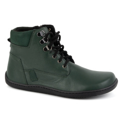 Dámské minimalistické kožené zimní boty barefoot 1262 zelené