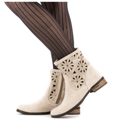 Dámské semišové prolamované boty Alice light beige