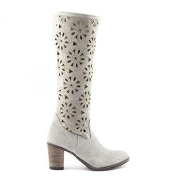 Ažurové boty na podpatku šedé