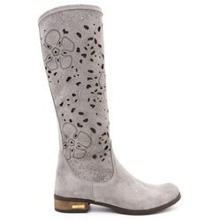 Dámské ažurové boty FLOWERS světle šedé