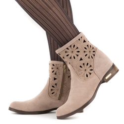 Alice béžové semišové kožené prolamované boty