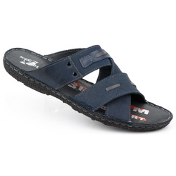 Pánské kožené žabky 201/53 navy blue nubuk