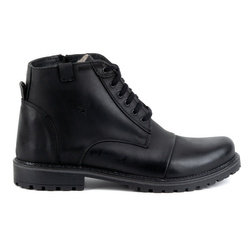 Pánské zimní kožené boty 137 black - Boty na zip