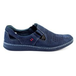 Pánské kožené nazouvací boty 864 navy blue