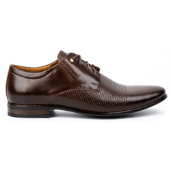 Pánská společenská kožená obuv 482 tmavě hnědá