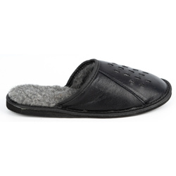Pánské pantofle kožené horské zateplené pantofle M74 černé