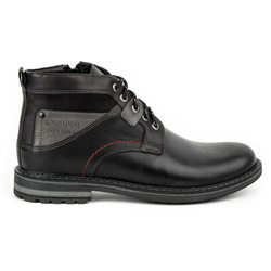 Pánské zimní boty kožené boty 152KAM black