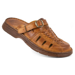 Pánské kožené žabky 806/2 hnědé s polstrovanou stélkou