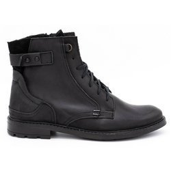 Pánské zimní kožené kozačky 856 black