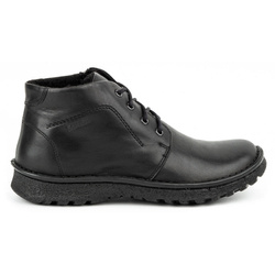 Kožené zimní boty se šněrováním 131KA černá