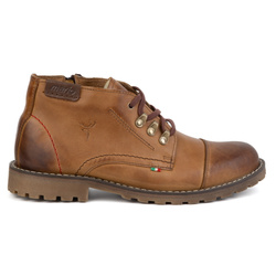 Pánské zimní krátké kožené boty 963MP červené