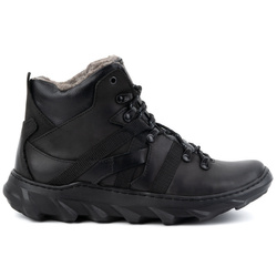 Pánské zateplené kožené boty zimní 151KZ černé