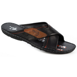 Pánské kožené žabky 216KAM black