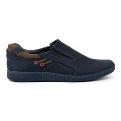 Pánské kožené mokasíny 862L navy blue