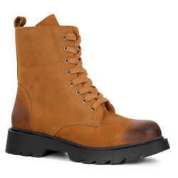 Dámské zateplené boty z nubukové kůže 0295-K7001 red