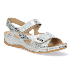 Pollonus dámské kožené třpytivé sandály se stříbrným očkem 5-0994-004