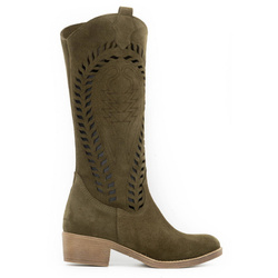 Dámské prolamované kožené boty Carla green