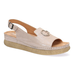 Módní kožené dámské žabky s přezkou Pollonus saténově růžové 5-1620-001