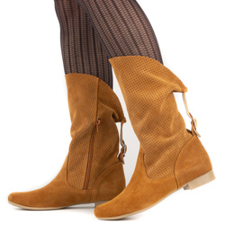 Dámské semišové boty na jaro Elena červená