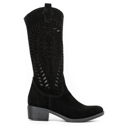 Dámské prolamované kožené boty Carla černé