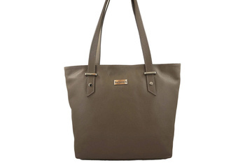 Nákupní taška - italská velká kožená taška do města - béžová tmavá