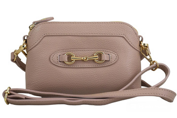 Malá společenská kožená kabelka - pudrově růžová