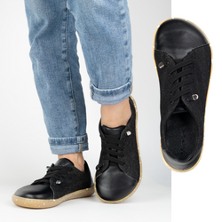 Dámská minimalistická kožená obuv barefoot 0771W black denim
