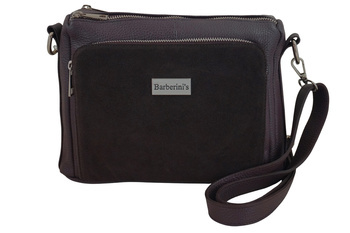 Kabelka z přírodní kůže se semišem na každý den - Hnědá tmavá