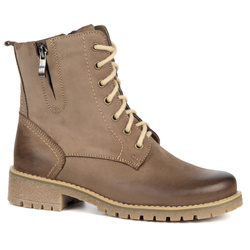 Lauren dámské zateplené boty z přírodní kůže a vlny olivové barvy