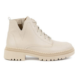 Dámské zimní zateplené kožené boty 1246 beige