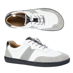 Dámská kožená obuv ARIA BAREFOOT MINIMALISTIC WIDE bílá s šedou 103MP