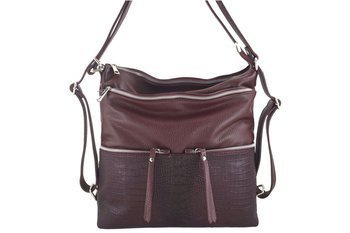 Dámská kožená kabelka - taška / batoh formátu A4 - bordó