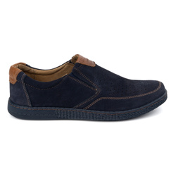 Ležérní pánská kožená obuv 854/L/2 navy blue