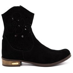 Pohodlné kožené prolamované boty Jess black