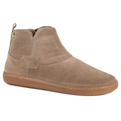 Dámské zimní boty barefoot kožené Z-B07 béžové velurové na zip