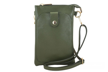 Mini kožené pouzdro na telefon do kabelky Zelená