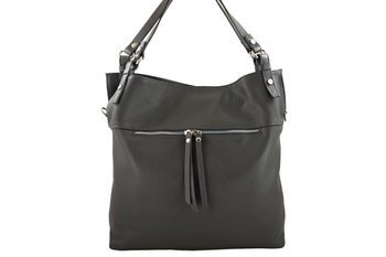 Velká kožená taška / nákupní taška - A4 - tmavě šedá