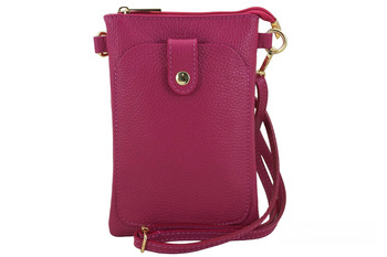 Mini kožené pouzdro na telefon do kabelky Fuchsia