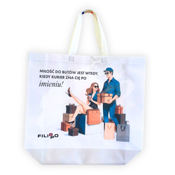Nákupní taška Filippo TZ0480 BE s grafikou "shoe love is then..."
