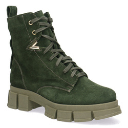 Dámské kožené boty Pollonus green velour 5-1583-004