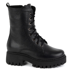 Dámské zateplené kožené boty 401BB pea black