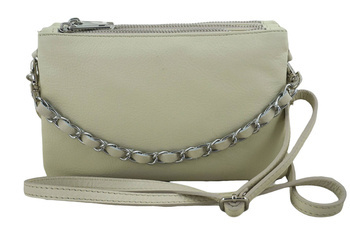 Módní italská kožená poštovní taška - světle béžová