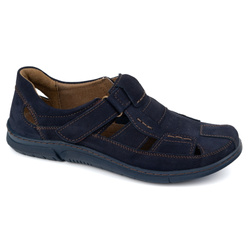 Pánská kožená obuv na suchý zip 937KOM navy blue